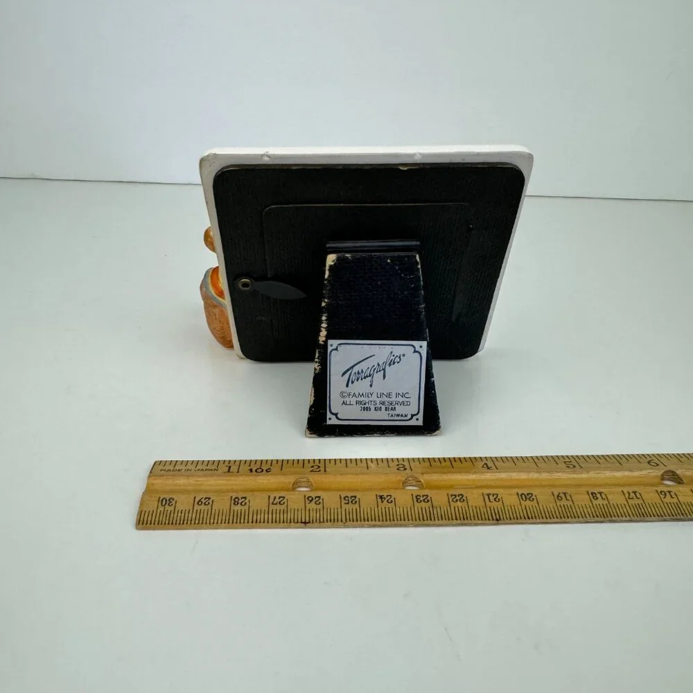 Vtg Terragrafics Kid Bear Teddy Miniature Tabletop Pic Frame Square Minimal READ